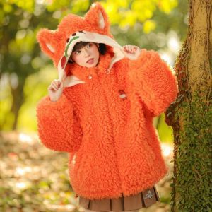 Jaqueta de lã com capuz Little Fox