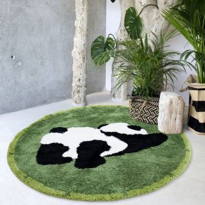 Niedlicher Cartoon Panda Runde Teppiche
