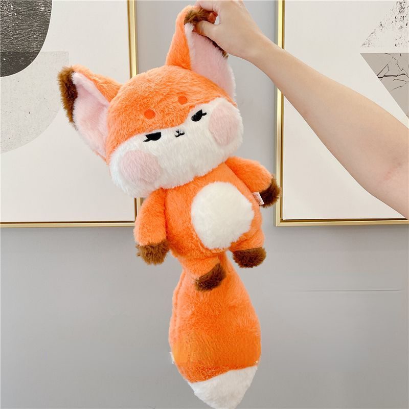 Mini raposa de pelúcia com material macio de pele sintética – companheiro de bolso e fofinho