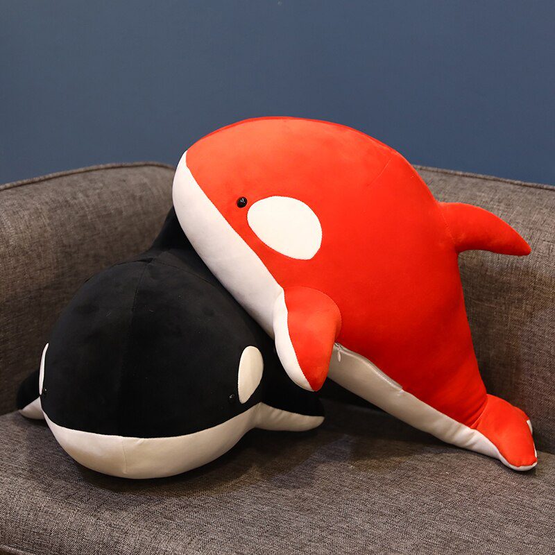 Pelúcia de tubarão-baleia vermelha ~ lindos novos brinquedos de pelúcia de tubarão preto e vermelho de 60/80 cm -4
