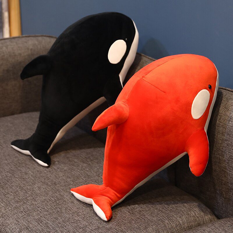 Pelúcia de tubarão-baleia vermelha ~ lindos novos brinquedos de pelúcia de tubarão preto e vermelho de 60/80 cm -15