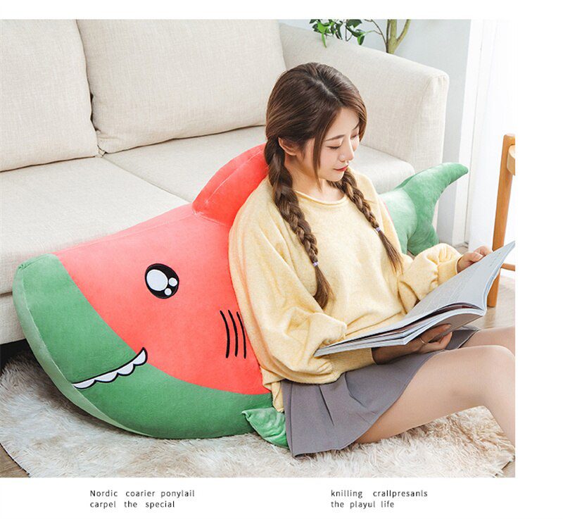 قطيفة على شكل قرش البطيخ | زخرفة وسادة أريكة ناعمة-4