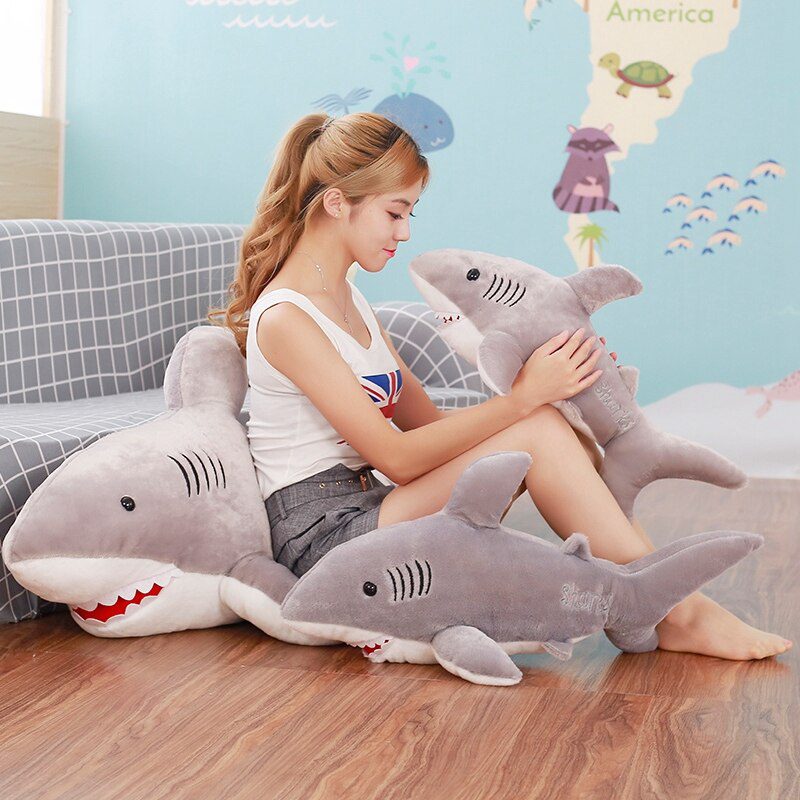 Grande tubarão de pelúcia | Brinquedos de tubarões de pelúcia quentes para crianças presente de Natal -1