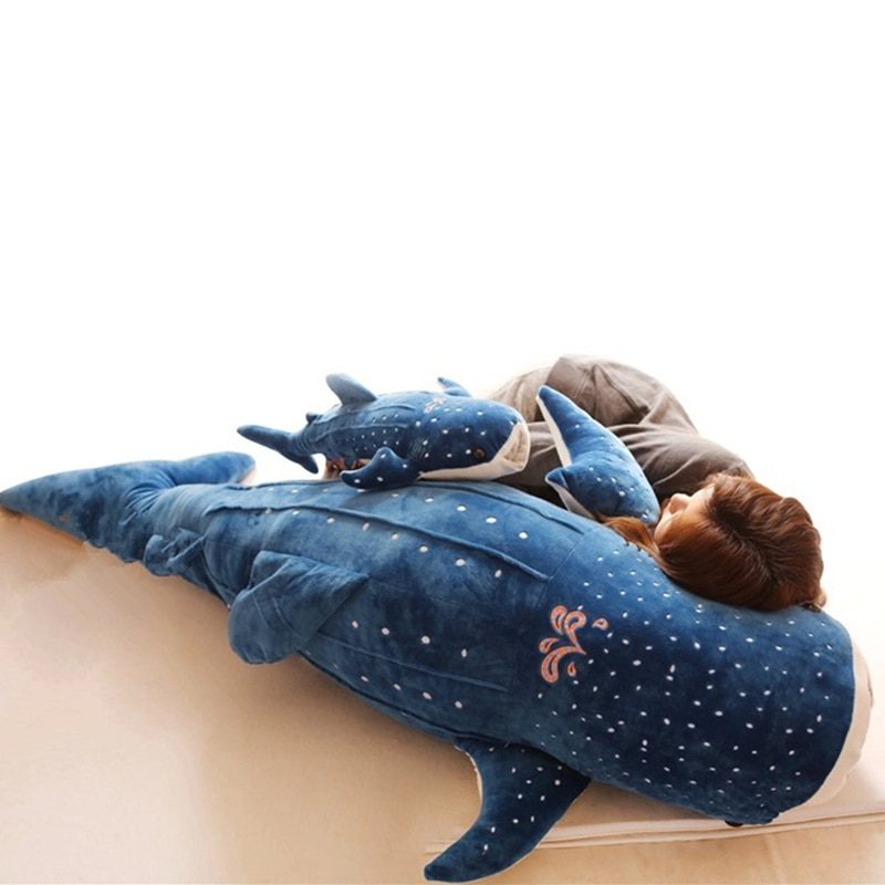 Pelúcia de tubarão-baleia Destiny ｜ 50/100 cm, peixe grande, baleia, bebê, bonecos de animais macios -6