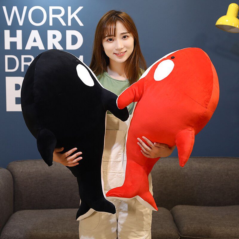 Red Whale Shark Plush ｜Nice 60/80cm New Black And Red Shark Plush Toys -1