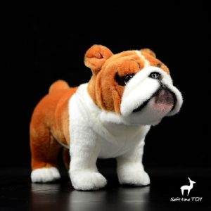 Bicho de pelúcia Bulldog Vermelho | Boneca Macia Cachorro 26x24cm