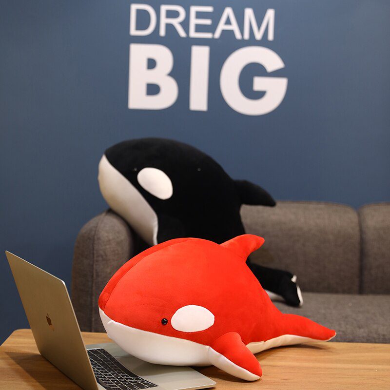 Плюшевая красная китовая акула ｜Красивые новые плюшевые игрушки в виде черной и красной акулы размером 60/80 см-16
