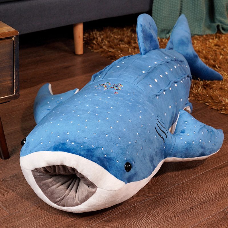 Peluche de tiburón ballena azul | 50-150cm Nuevos juguetes de peluche de tiburón azul -9