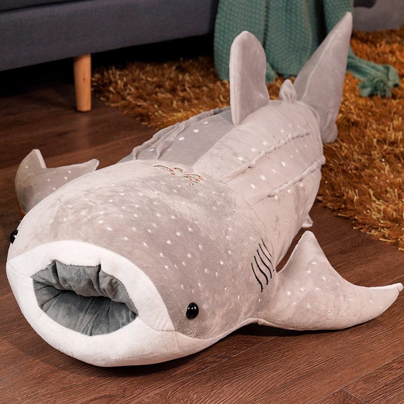 Pelúcia de Tubarão Baleia Azul | Novos brinquedos de pelúcia de tubarão azul de 50-150 cm -11