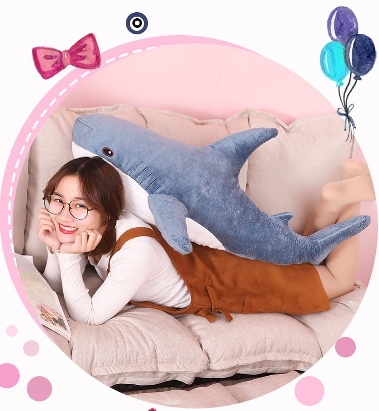 Плюшевая игрушка «Гигантская акула» ｜ Мягкая мягкая игрушка размером 30–140 см -7
