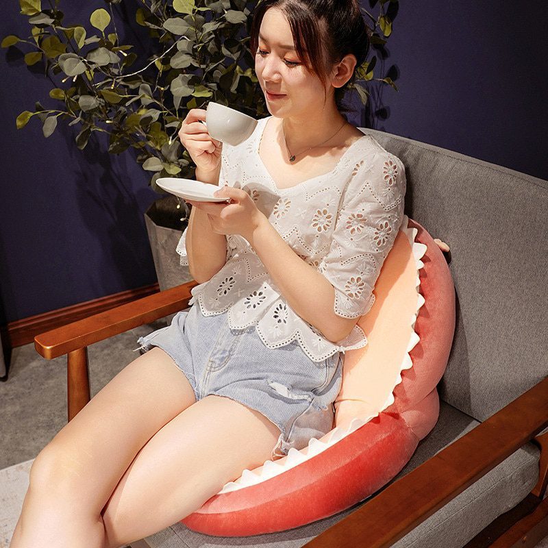 Плюшевая подушка для сиденья в виде акулы | Мягкая плюшевая игрушка Kawaii Soft Teeth -6