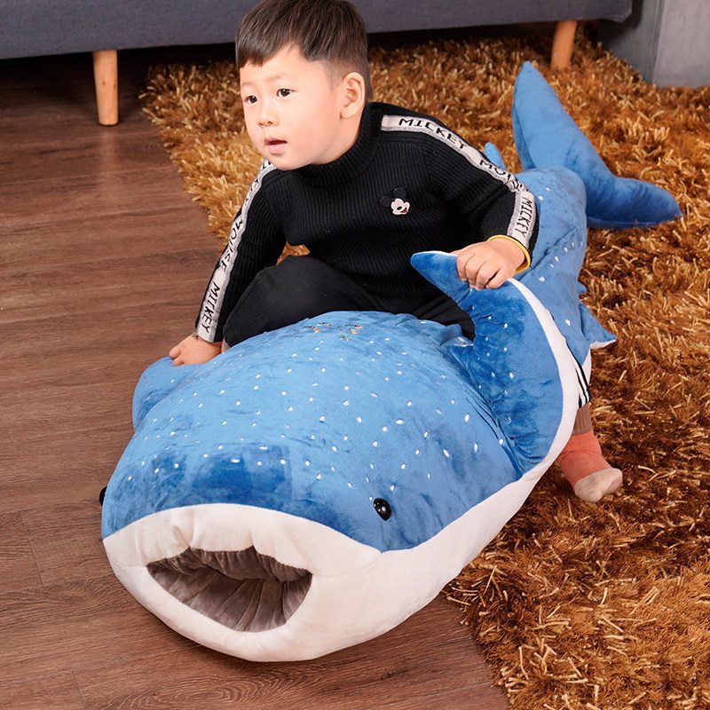Pelúcia de Tubarão Baleia Azul | Novos brinquedos de pelúcia de tubarão azul de 50-150 cm -3