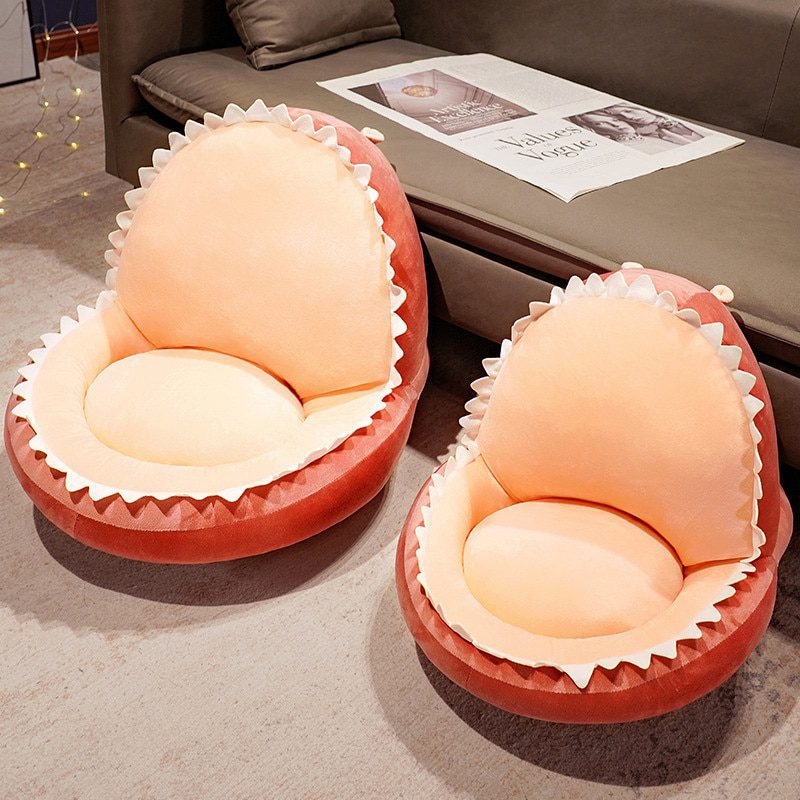 Almofada de assento de pelúcia tubarão | Brinquedo de pelúcia de dentes macios Kawaii -2