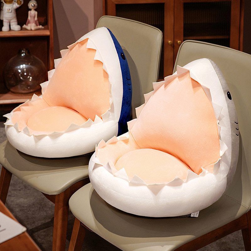Almofada de assento de pelúcia tubarão | Brinquedo de pelúcia de dentes macios Kawaii -10