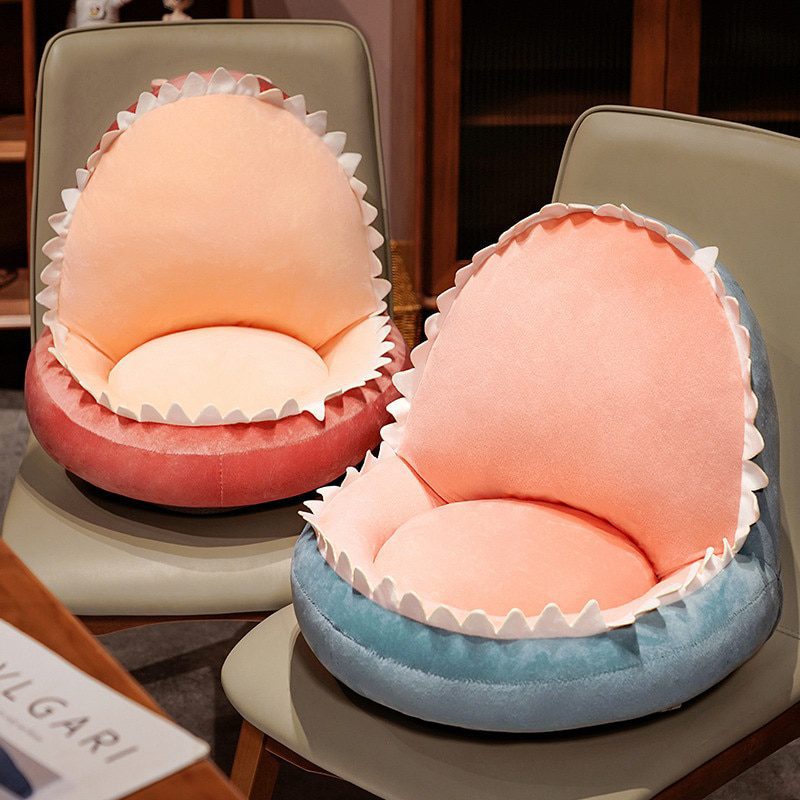 Cojín de asiento de felpa de tiburón | Juguete de peluche Kawaii con dientes suaves -9