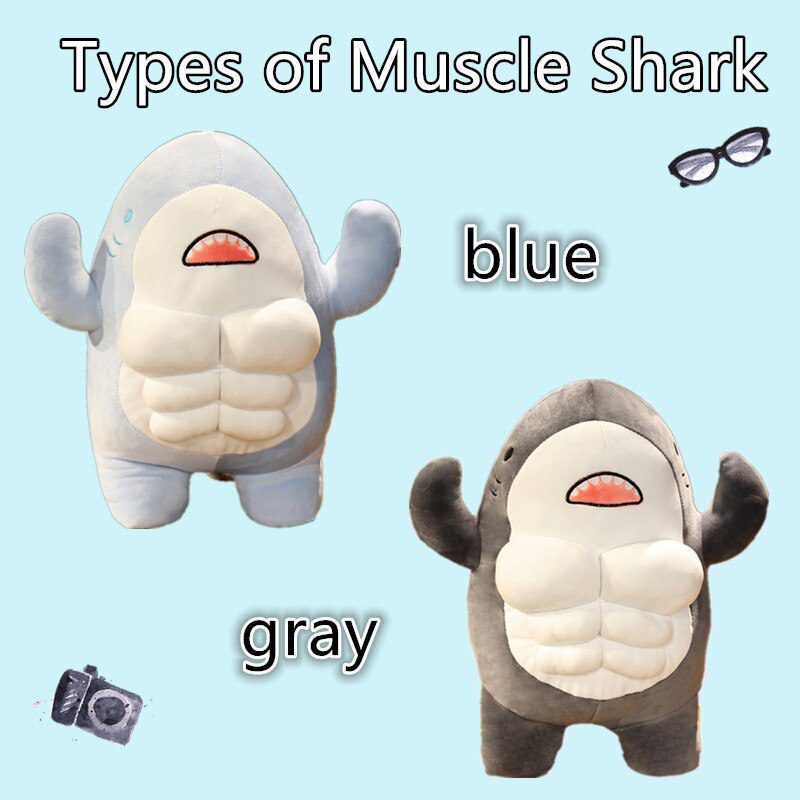 Плюшевая кукла Muscle Shark | Мягкие игрушки с милой акулой, 40 см -4