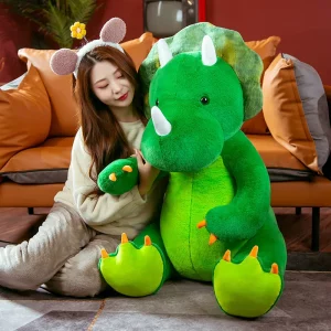 Giant Weighted Dinosaur | 60/90CM Giant Green Dinosaur Plush Toys - Soft Stuffed Triceratops