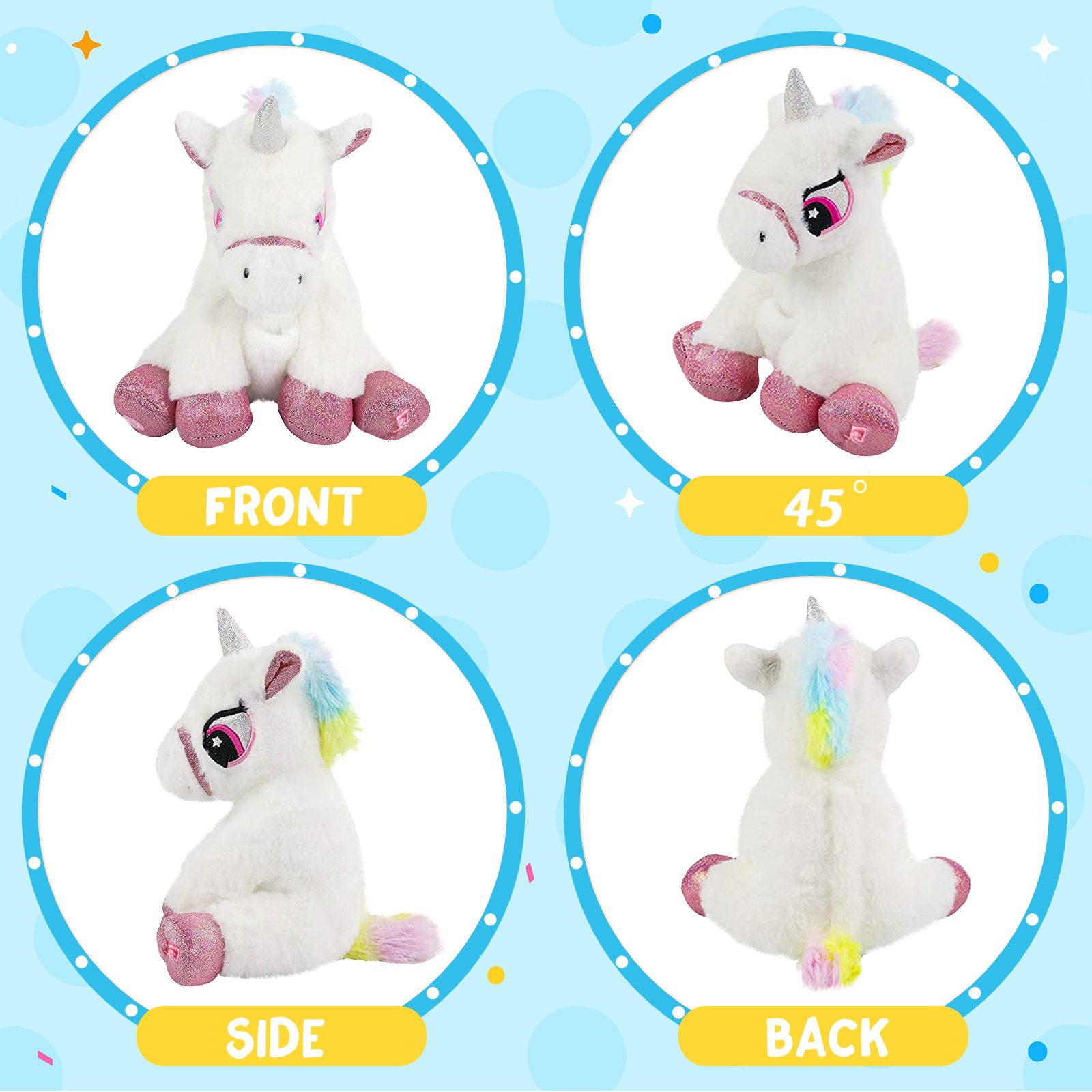 Light Up Unicorn Stuffed Animal | 10.5 Inch - Colorful Unicorn LED Light Musical Stuffed Toys -3