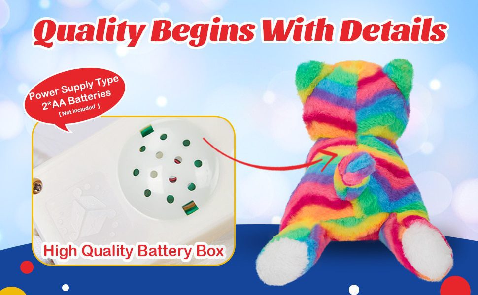 Rainbow Cat Stuffed Animal | 33cm - Luminous Plush Toys with LED Light Musical -5