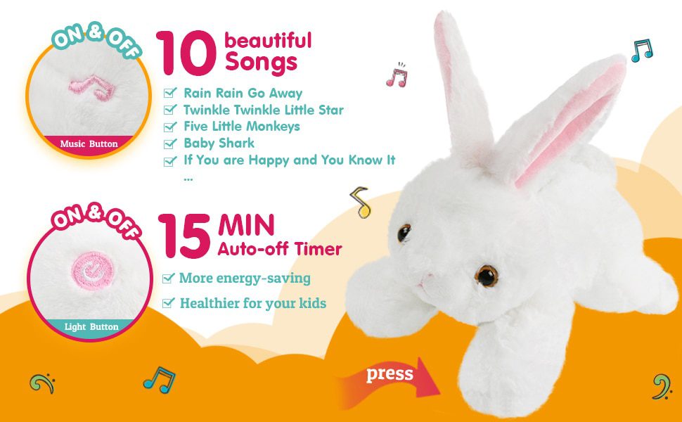Stuffed Rabbit Plush Toy | 38cm LED Light Musical Glow Stuffed Animals -2