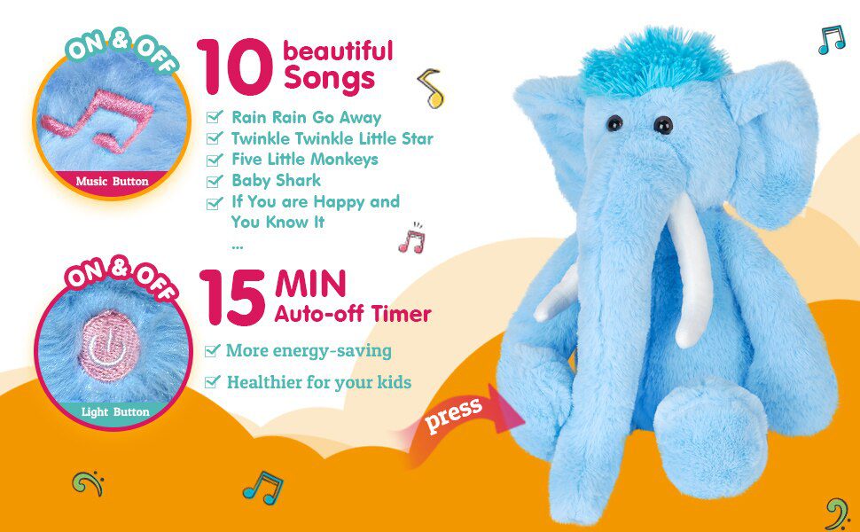 Чучело радужного слона | 48 см розовый синий светодиодный музыкальный слон плюшевые игрушки-2