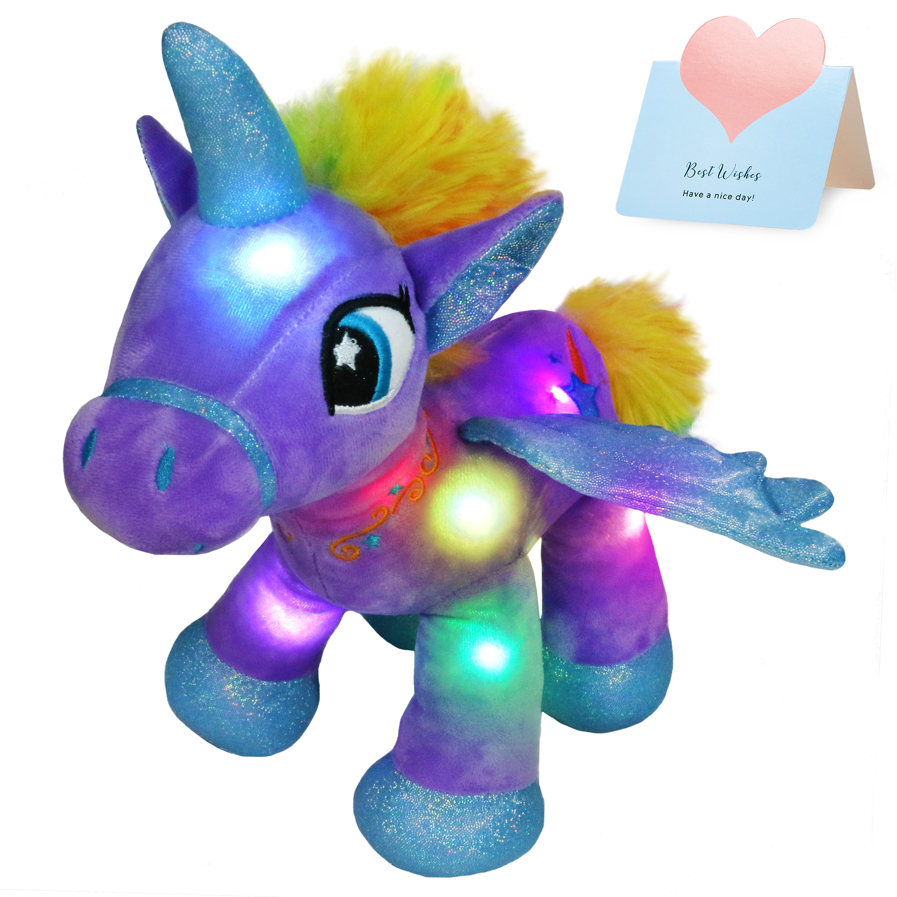 Purple Unicorn Stuffed Animal | 35cm - Unicorn with Wings Soft Plush Toys -1