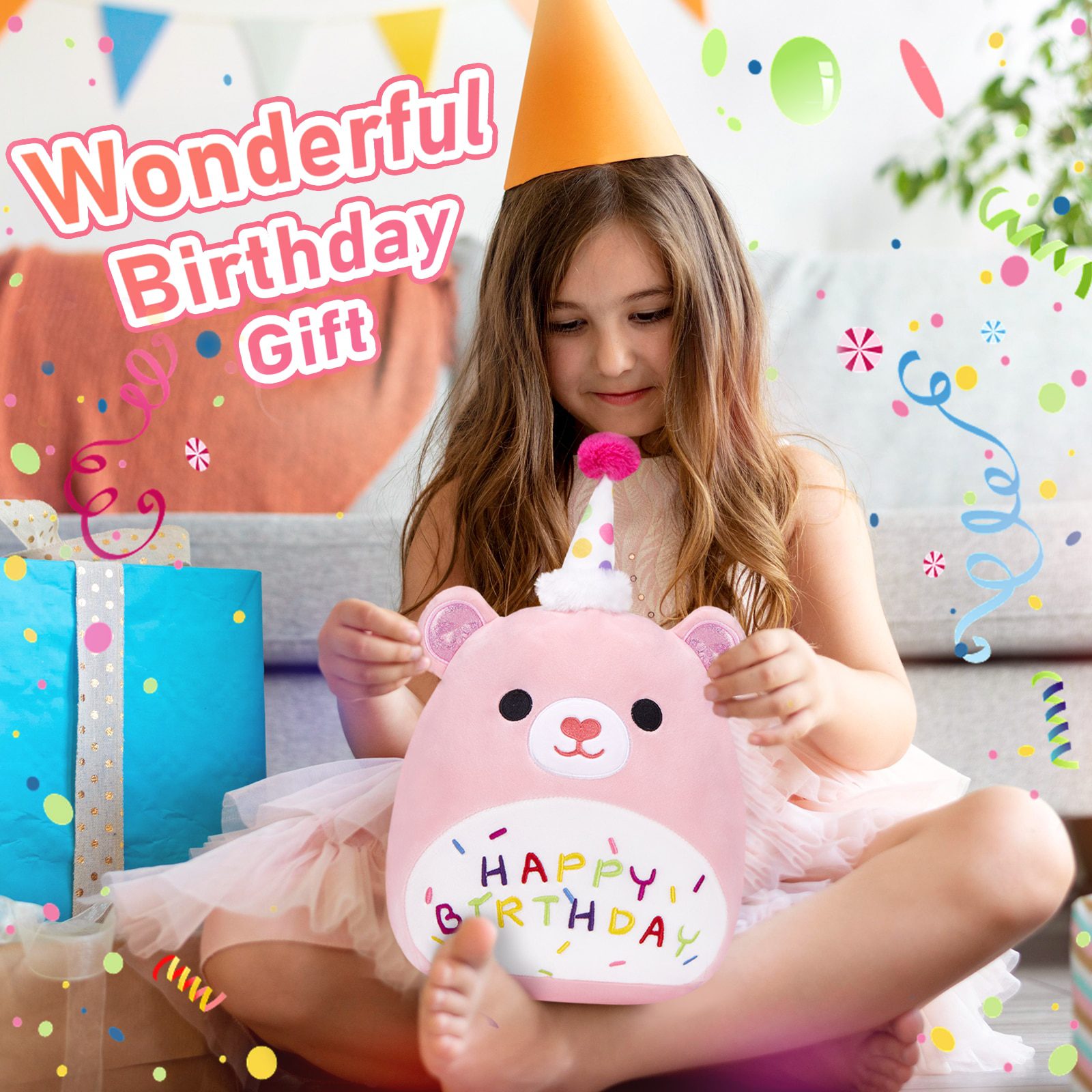 Feliz aniversário urso de pelúcia | 31cm - Almofadas Macias Brinquedo de Pelúcia para Dormir -10