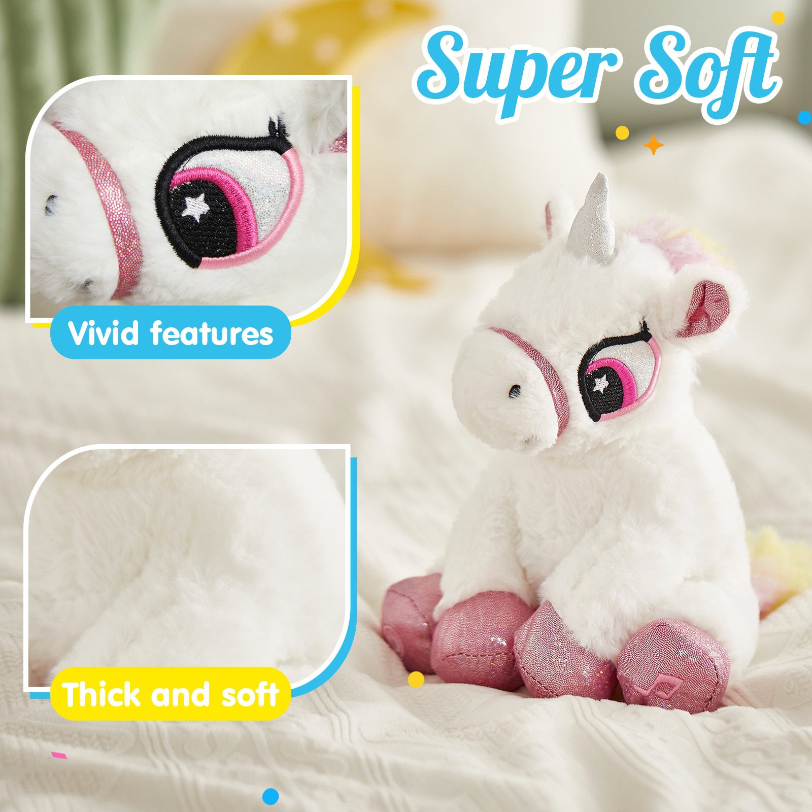 Light Up Unicorn Stuffed Animal | 10.5 Inch - Colorful Unicorn LED Light Musical Stuffed Toys -5