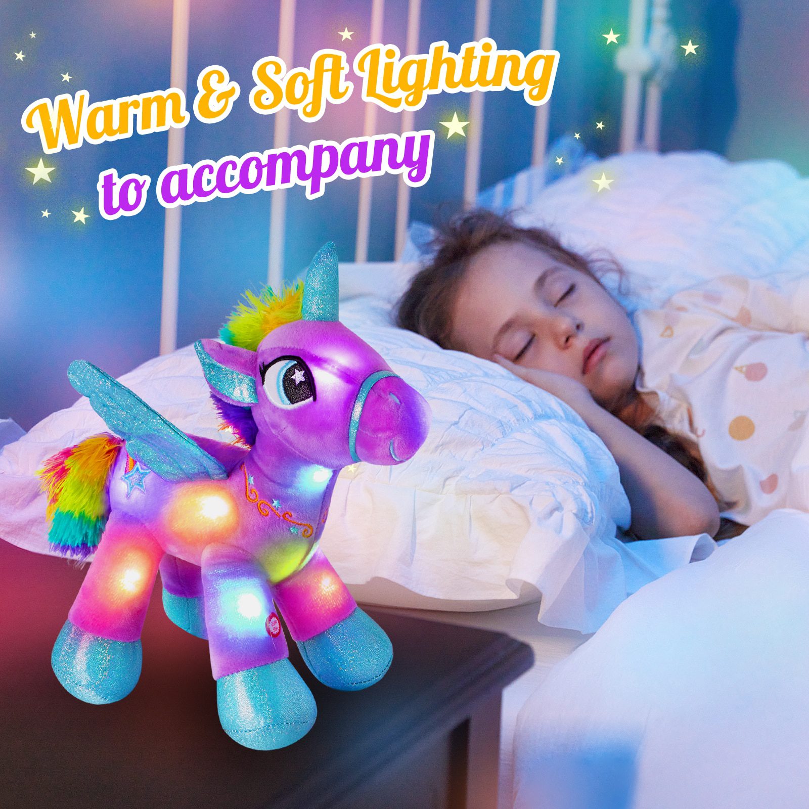 Purple Unicorn Stuffed Animal | 35cm - Unicorn with Wings Soft Plush Toys -3