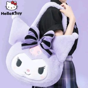 Плюшевый рюкзак Kuromi ｜Милая плюшевая сумка через плечо Sanrio Kuromi