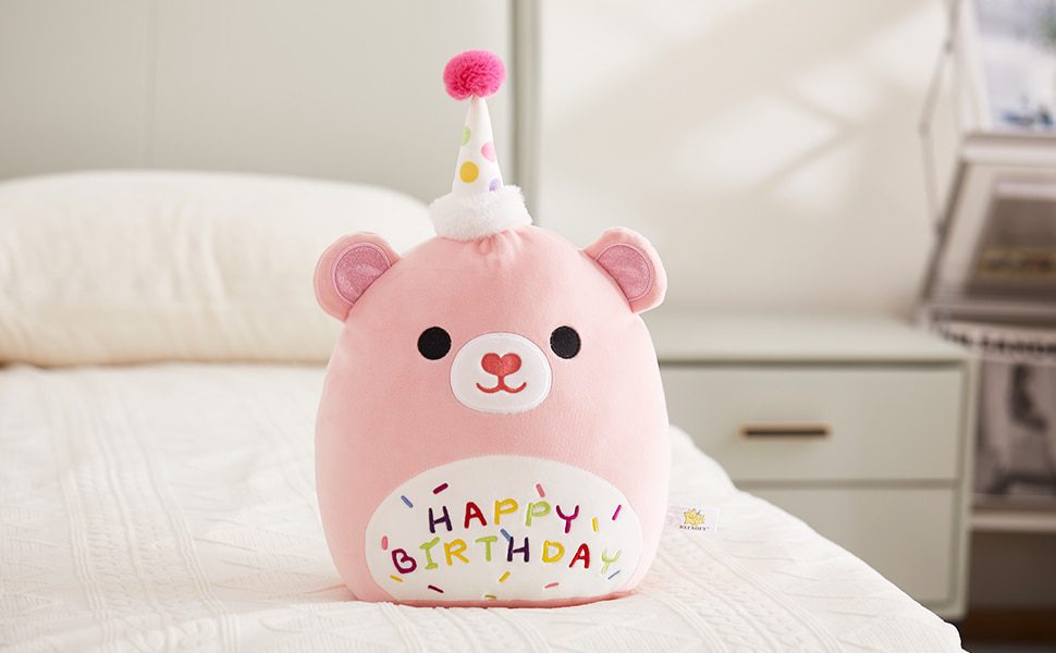 Feliz aniversário urso de pelúcia | 31cm - Almofadas Macias Brinquedo de Pelúcia para Dormir -2
