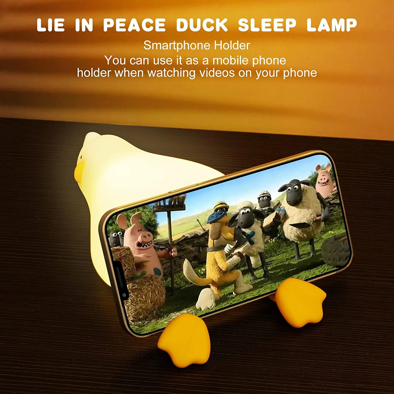 Cute Duck Led Night Light | USB Rechargeable Silicone Lamp - Touch Switch -13