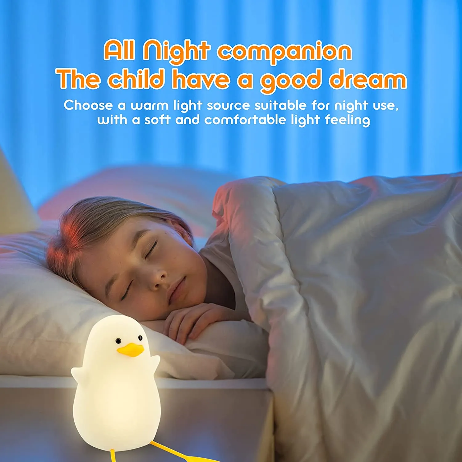 Cute Duck Led Night Light | USB Rechargeable Silicone Lamp - Touch Switch -2