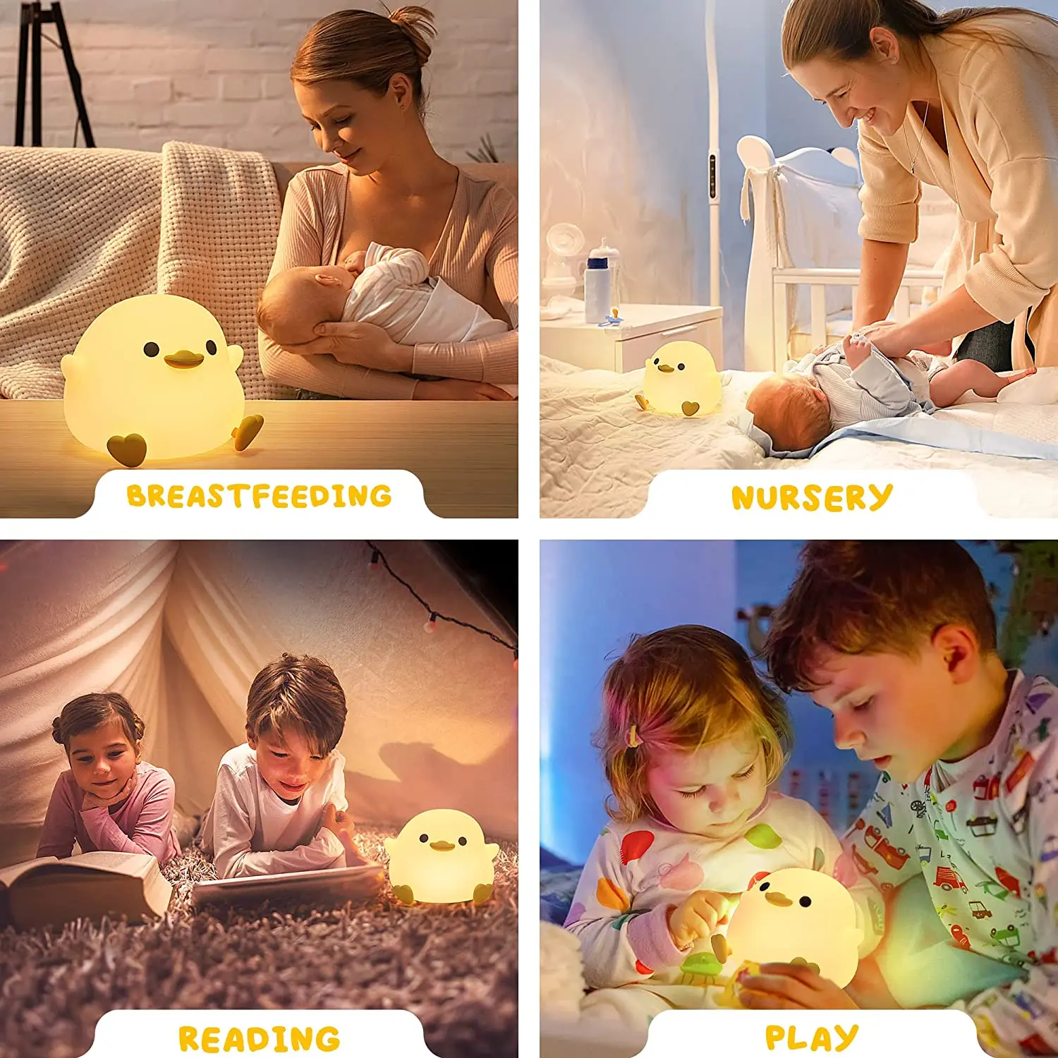 Cute Duck Led Night Light | USB Rechargeable Silicone Lamp - Touch Switch -8