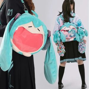 Bolsa Hatsune Miku Plush Ita | Brinquedos de mochila de pelúcia cosplay - mochila escolar