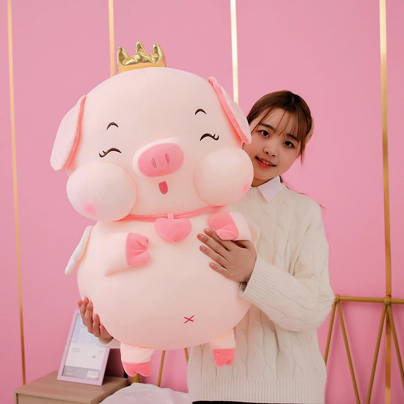 Cute Pink Pig Plushie | Kawaii Piggy Dolls - Appease Pillow for Girls Kids -3