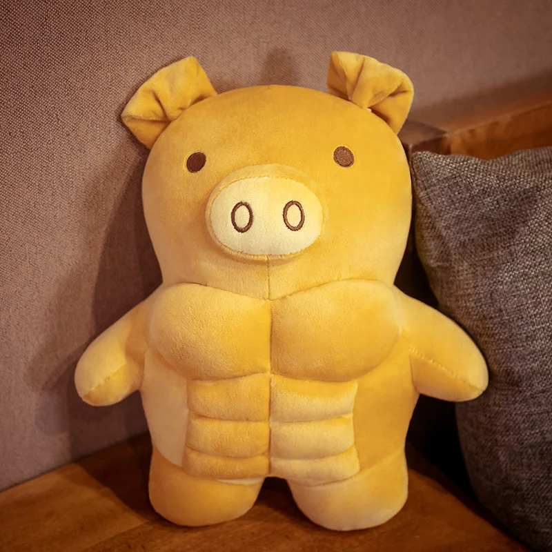 Pig Bear Muscle Plush Toy | Stuffed Animal Lion, Soft Cartoon Sleep Hug Pillow -4