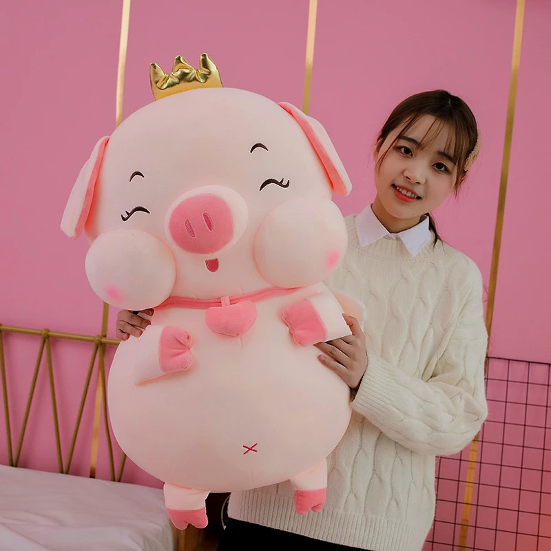 Cute Pink Pig Plushie | Kawaii Piggy Dolls - Appease Pillow for Girls Kids -9