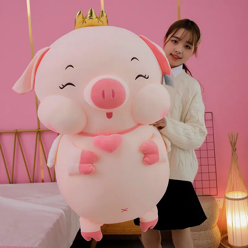 Cute Pink Pig Plushie | Kawaii Piggy Dolls - Appease Pillow for Girls Kids -2