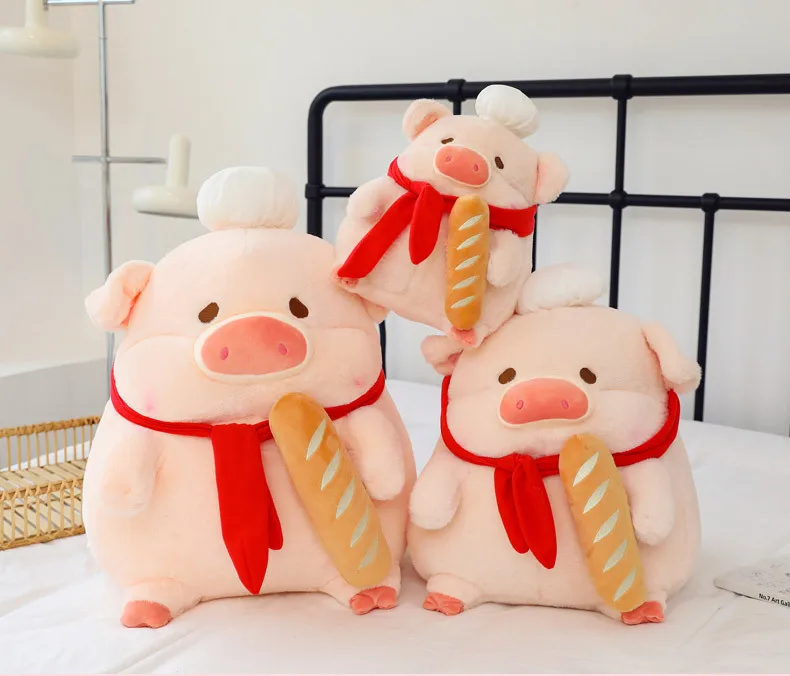 Lulu Pig Plushies Baguette Cook Series | Kawaii Piglet Plush Dolls, Cute Soft Big Pillow -9