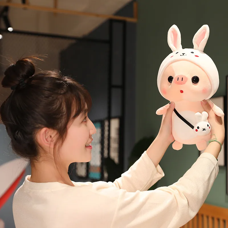 Cute Pig Transformable Plush Toys | Turns into Rabbit, Dinosaur, Unicorn, Avocado, Sunflower -1