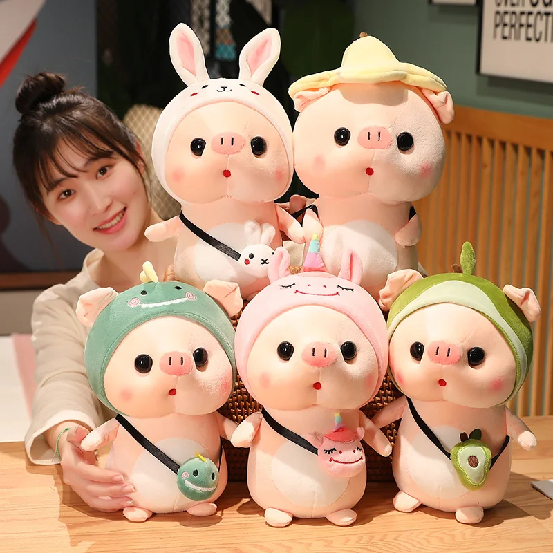 Cute Pig Transformable Plush Toys | Turns into Rabbit, Dinosaur, Unicorn, Avocado, Sunflower -12