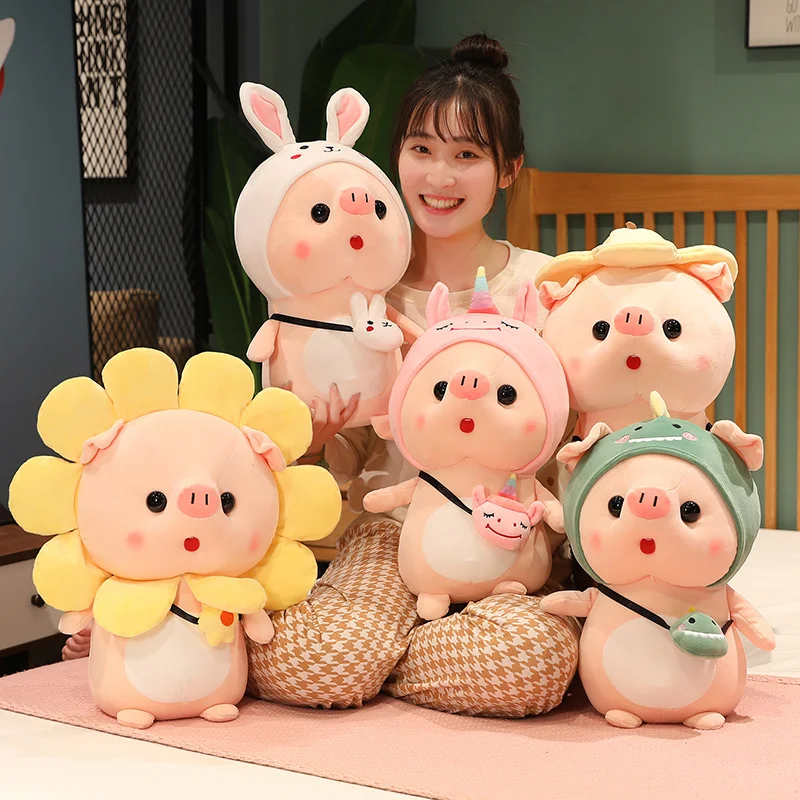 Cute Pig Transformable Plush Toys | Turns into Rabbit, Dinosaur, Unicorn, Avocado, Sunflower -8