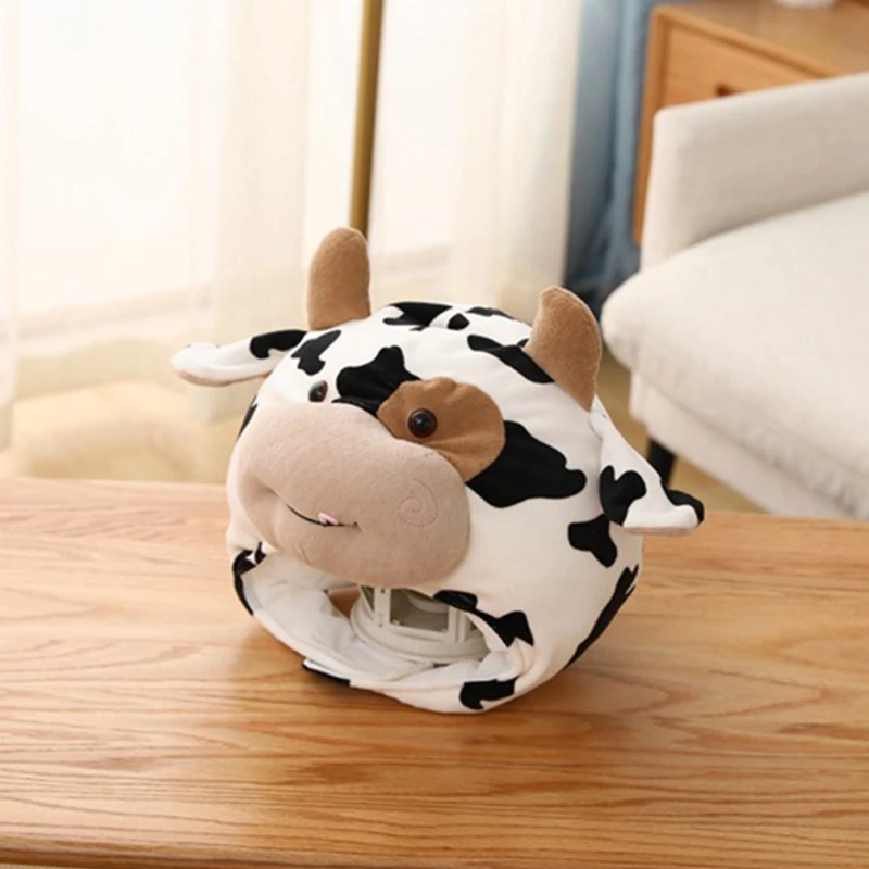 Chapéu de cabeça de vaca | Chapéu de pelúcia engraçado com cabeça de vaca leiteira - Chapéu de capacete Cosplay -4