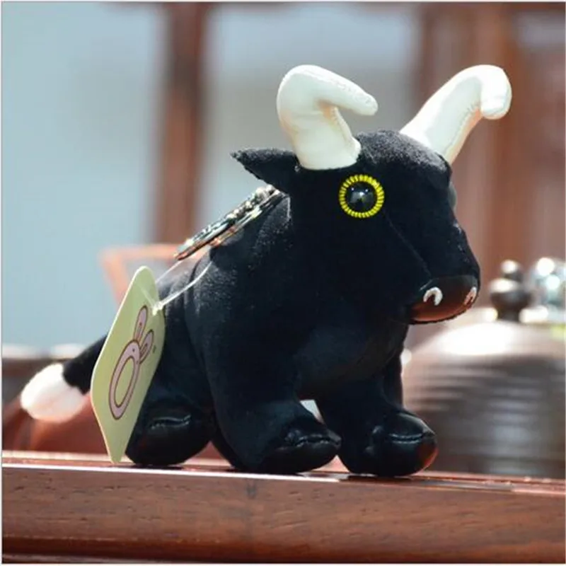 Черная корова чучело Beanie животное | год быка талисман мультфильм корова кулон -4