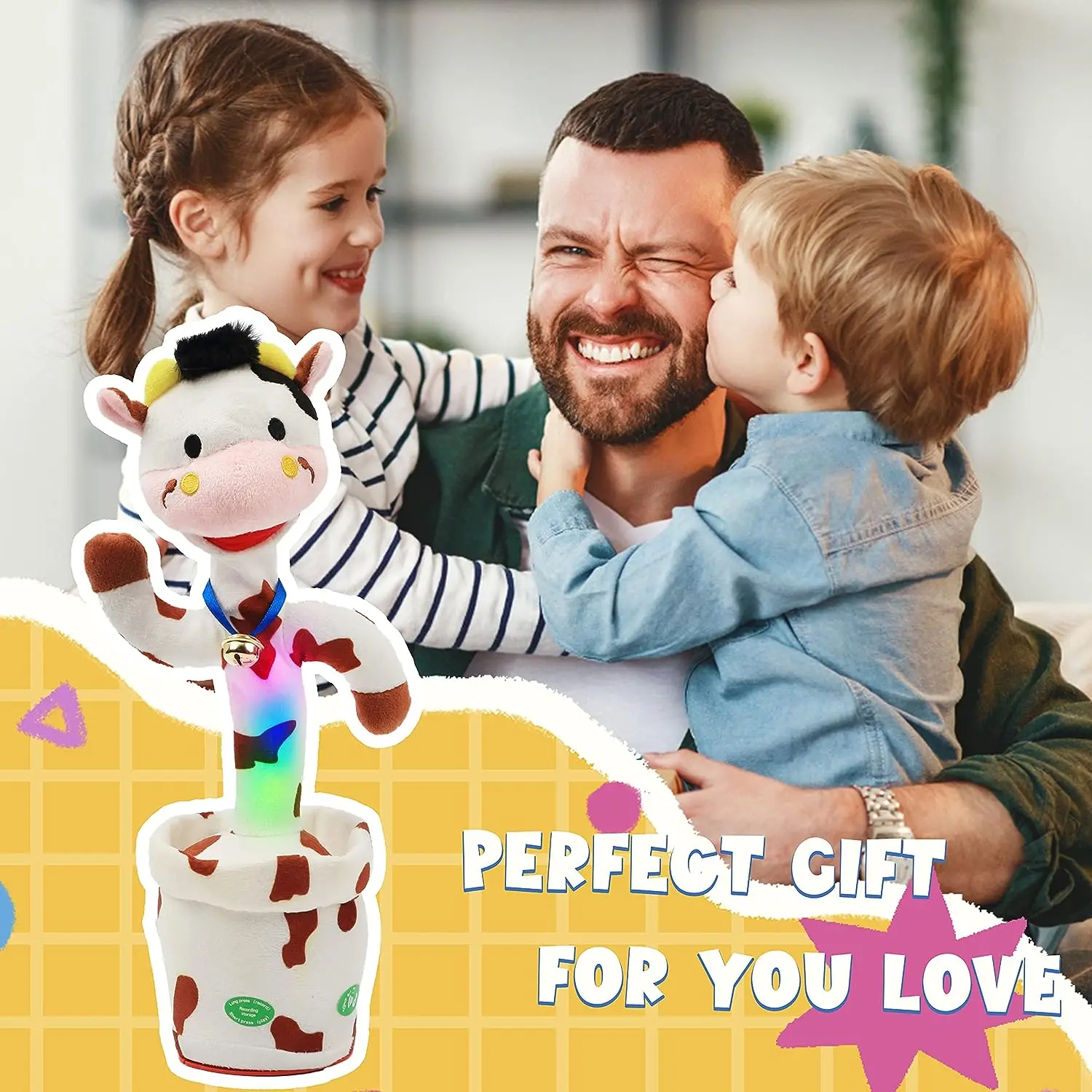 Talking Cow Interactive Toy | Singing, Dancing, and Repeating Electric Shaking Cute Plush Toy -1
